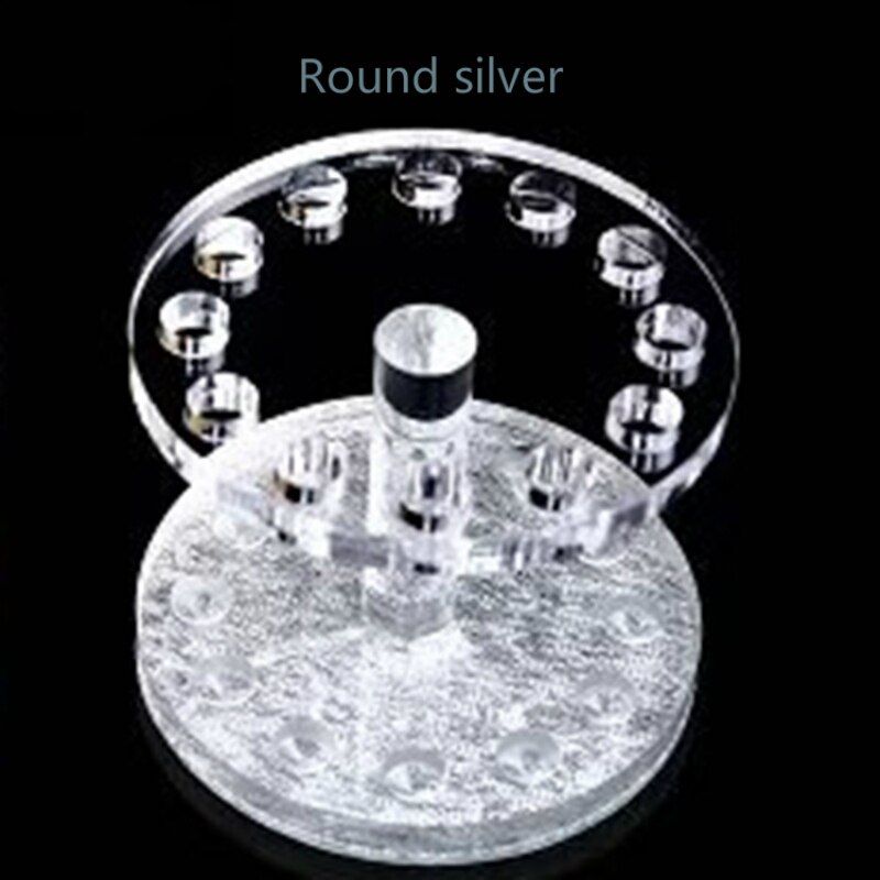 Nail thickening/thin acrylic pen holder gold and silver heart-shaped pen holder round pen holder nail tool: thick silver round