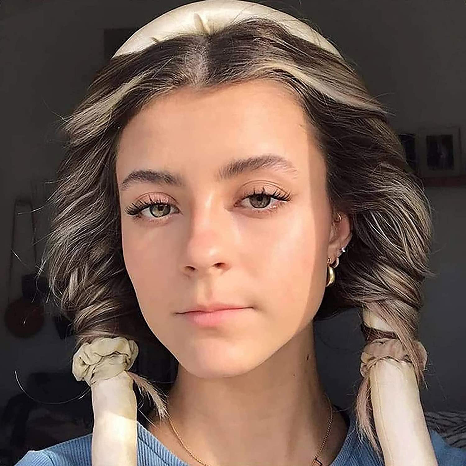 Barra rizadora para cabello, cinta de seda para rizar el cabello