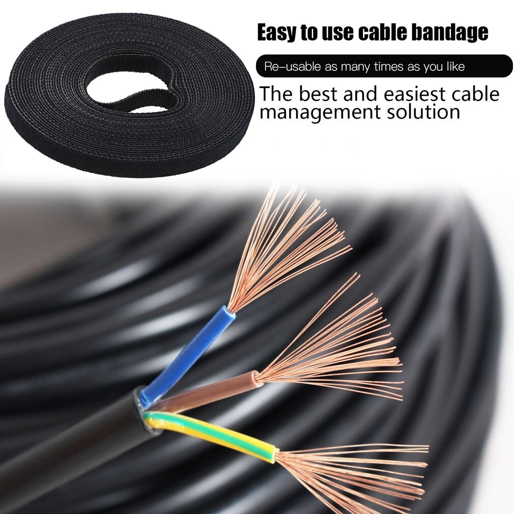 Sort nylon kabel manager winder kabel clips binder bælte magiske klistermærker strap magiske klistermærker praktisk