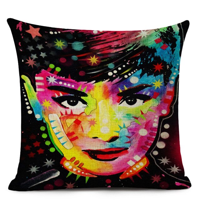 Kaunis nainen tyynyliina, neliönmuotoinen pellava tyynyliina, makuuhuoneen tyynyliina, perhehotelli auton koristetyynyliina, koko 45 cmx 45cm.: H07