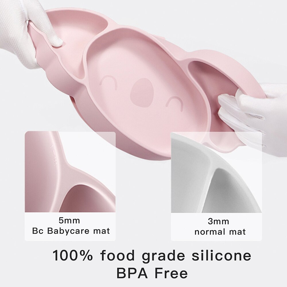 Bc Babycare – assiette à manger en Silicone pour bébé, vaisselle Koala pour enfants, plateau d&#39;alimentation divisé par aspiration, bol d&#39;entraînement pour tout-petits
