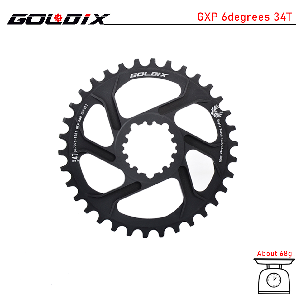 GOLDIX MTB GXP Bicycle Chainring Narrow Wide Mountain Bike Chainwheel 30T 32T 34T 36T 38T For SRAM GXP XX1 X9 XO X01 gx Eagle NX: 6 degree 34T