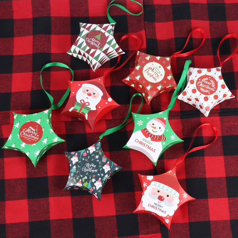 8 stk julekasser julemanden stjerne form slik kasse navidad julepynt kasser taske år xmas dekoration poser