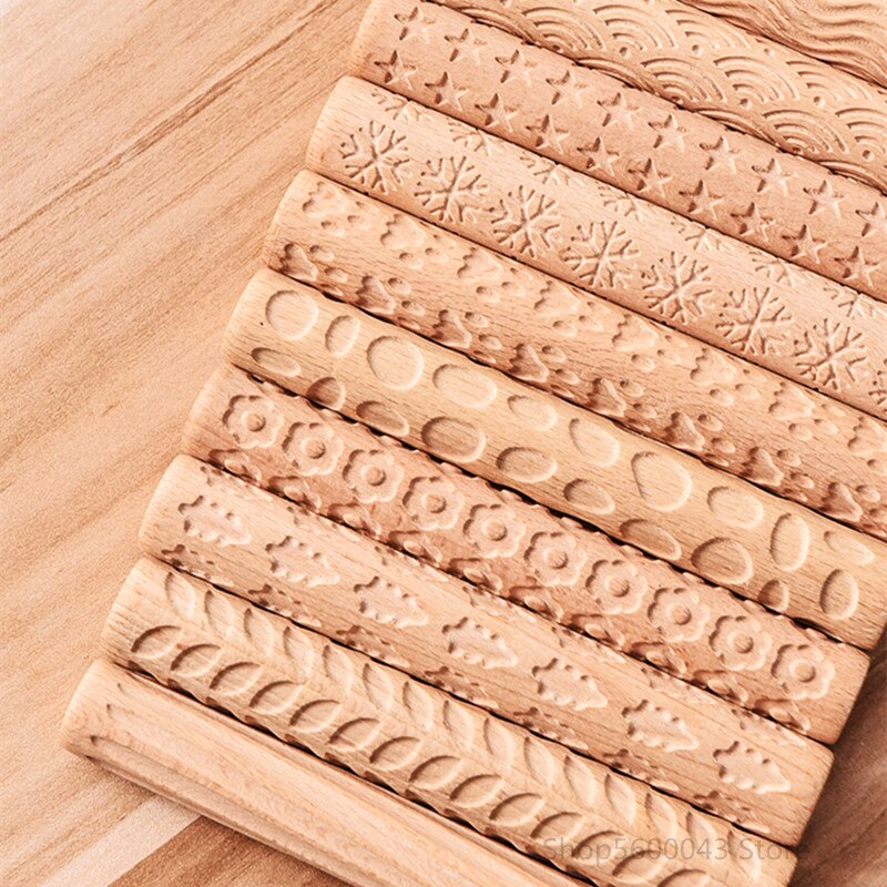 Large Wooden Texture Mud Rolling Mud Board Printing Embossing Stick Wood Grain Rolling Mud Pin Clay Sculpture Modeling Tools
