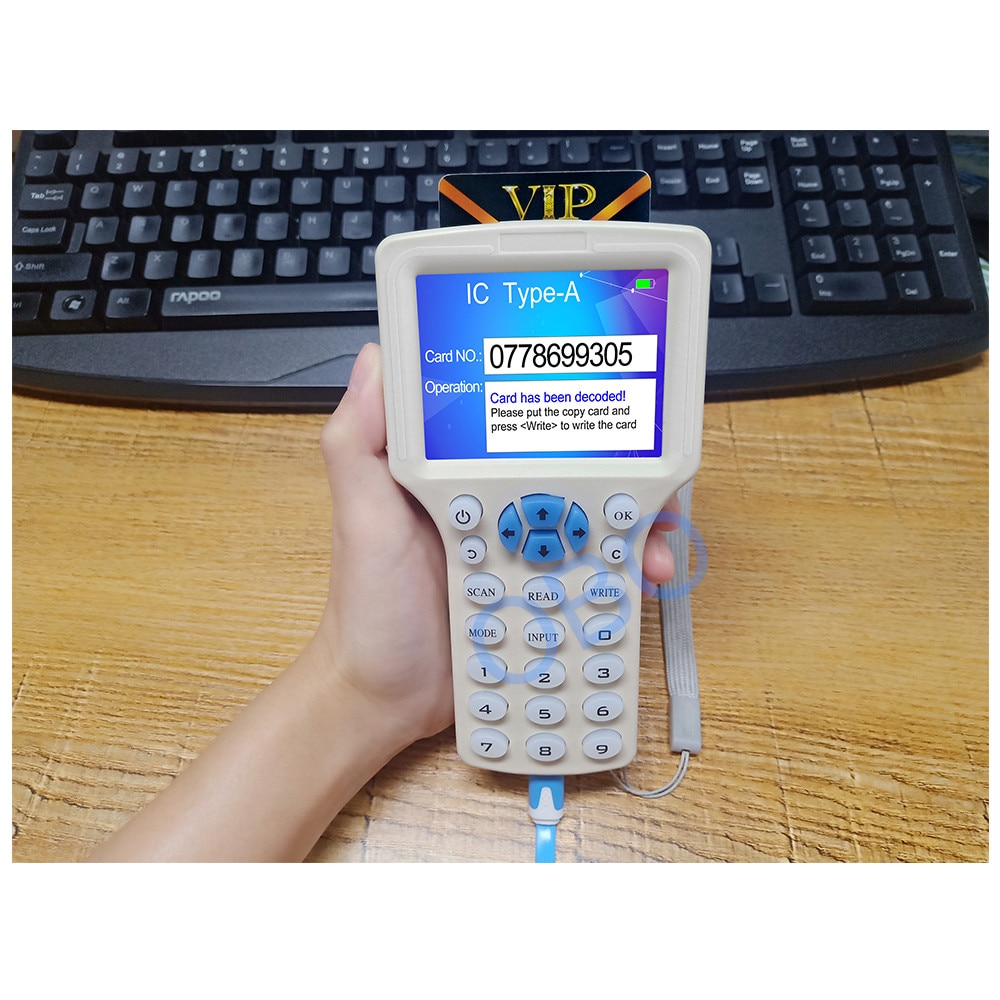 Rfid super featured smart card reader 125 khz key card copier rfid duplicator 13.56 mhz encrypted programmer usb uid  / t5577