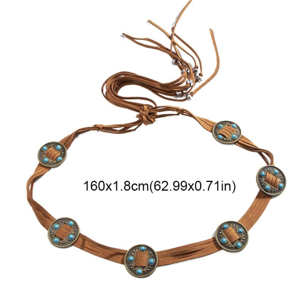 Faja trenzada con borlas simples para mujer, cinturón con cuentas, cadena de cintura bohemia, faja de estilo occidental, pretina de estilo étnico para chica