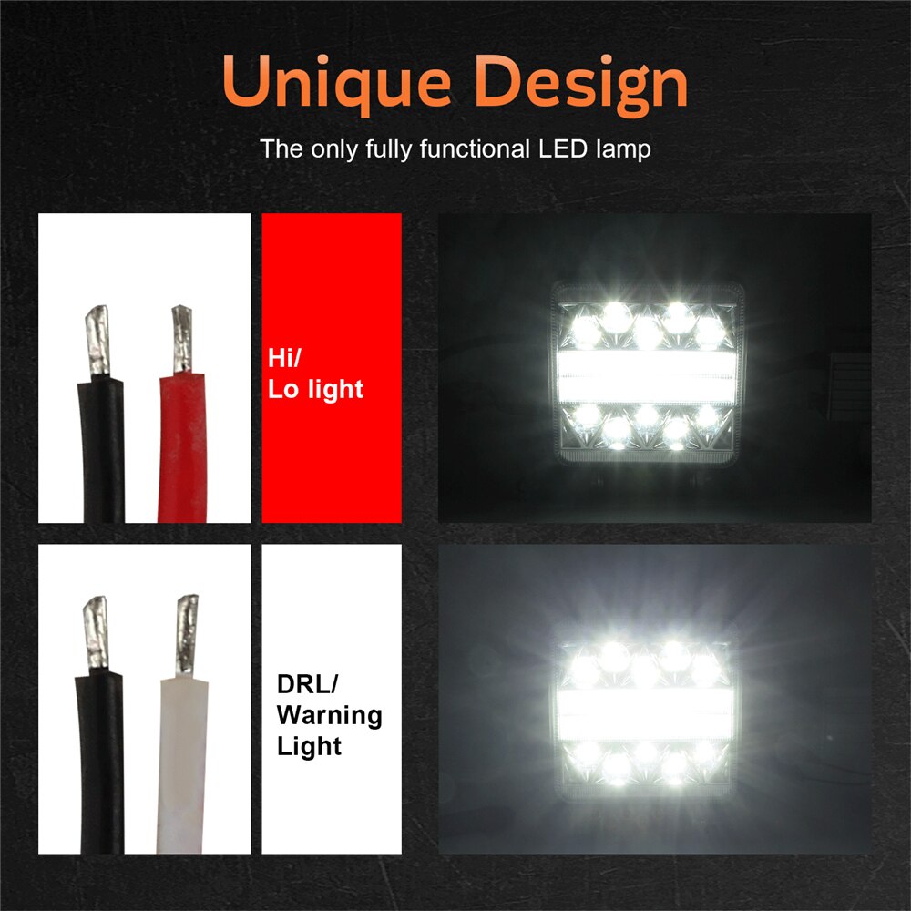 102W High Brightness Flood Light LED Truck Truck Driving Light Square Work Light Waterproof