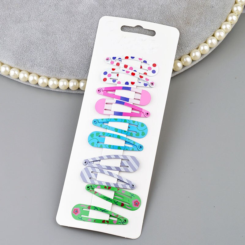 10 unidades/lote de pinzas para el pelo para niña pequeña, pasadores con estampado colorido para niña, horquillas de seguridad para niña, accesorios para el cabello: Style 2