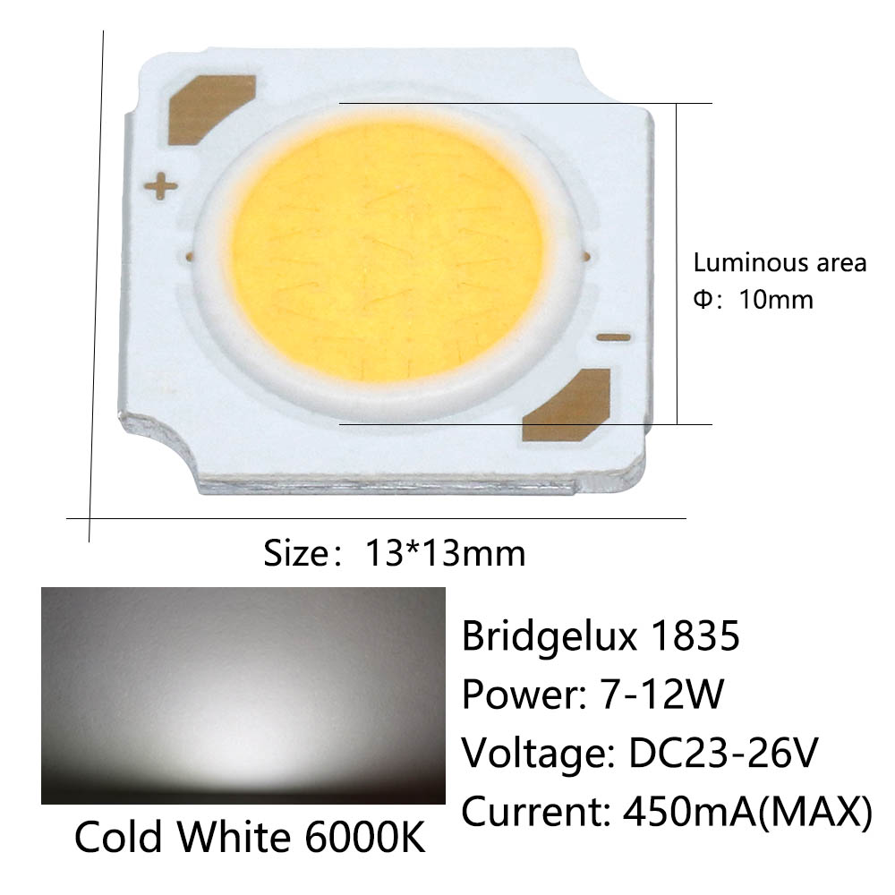 Chip LED Bridgelux Matrix de 5 uds, cuentas de lámpara de 13mm, 7-12W, 24V, 500mA, 3000K, 4000K, 6000K, accesorios de decoración de foco pequeño para el hogar