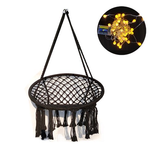 Hamac de lit-balançoire en macramé pour enfants, fait à la main, intérieur et extérieur, Beige: 04