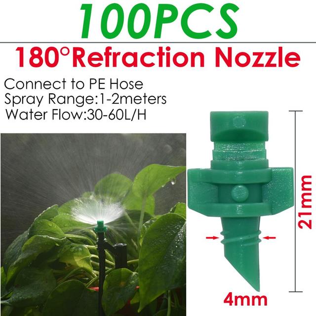 20PCS 90/180/360 Degree Angle Simple Refraction Nozzle Sprinkler Head Thread Connection Garden Tree Irrigation Mist Sprayer: B-180-100PCS