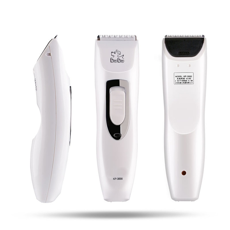 KUKU KP3000 Electric Dog Hair Trimmer Rechargeable Sharp Pet Hair Clipper Dog Grooming Haircut Shaver Machine White