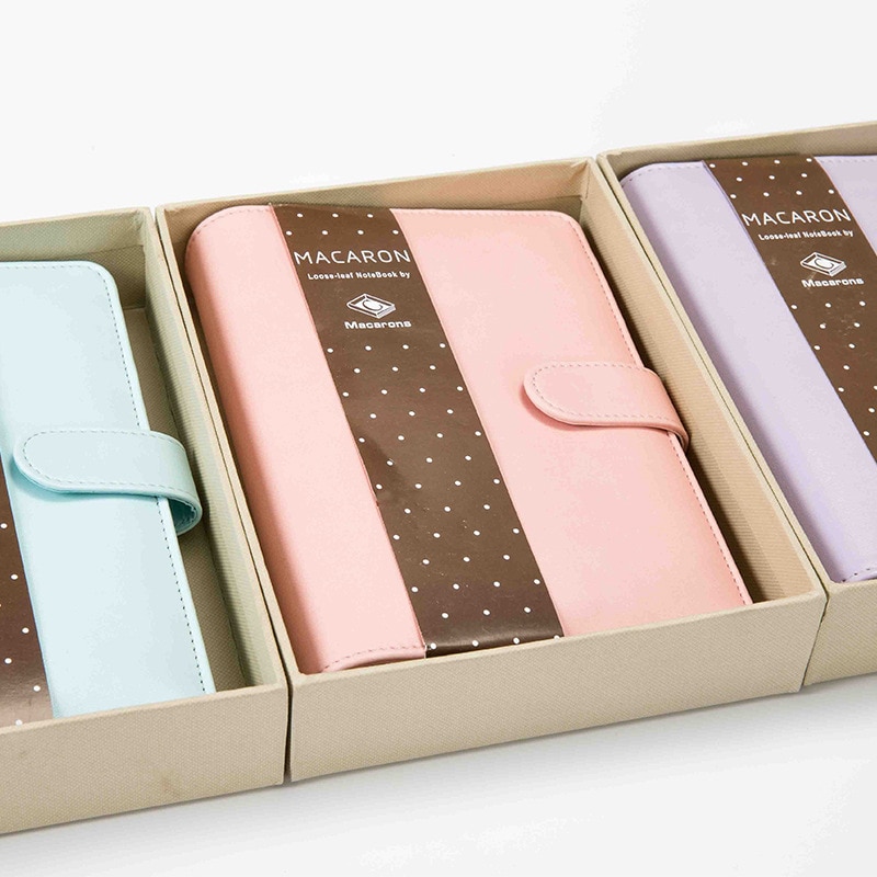 Macaron, cahier à spirale en cuir, classeur pour bureau Original, agenda personnel/hebdomadaire, organisateur d'agenda, anneau de papeterie mignon, reliure A5/A6