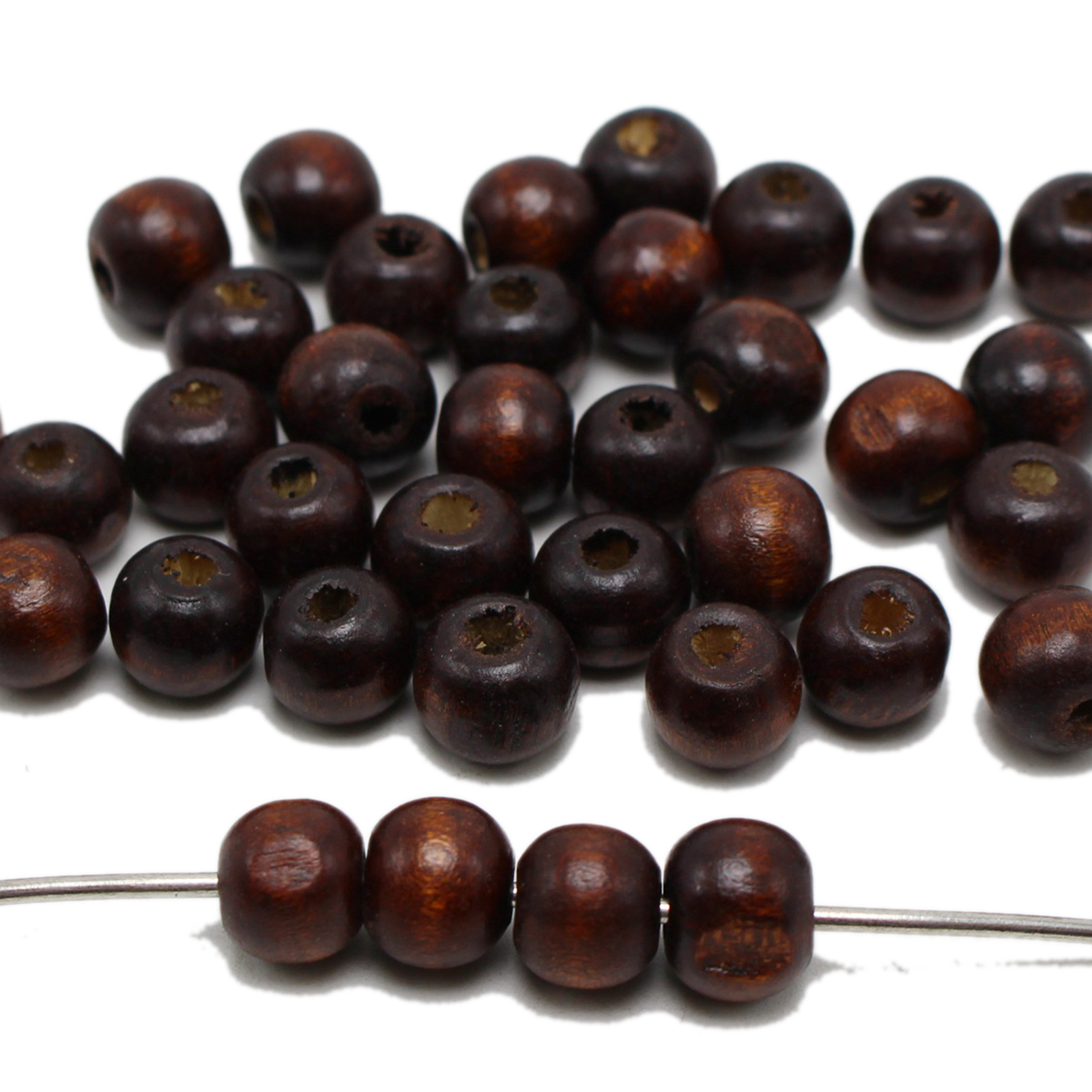 200 schwarz 10mm Runde Holzperlen ~ Holzperlen: Grau