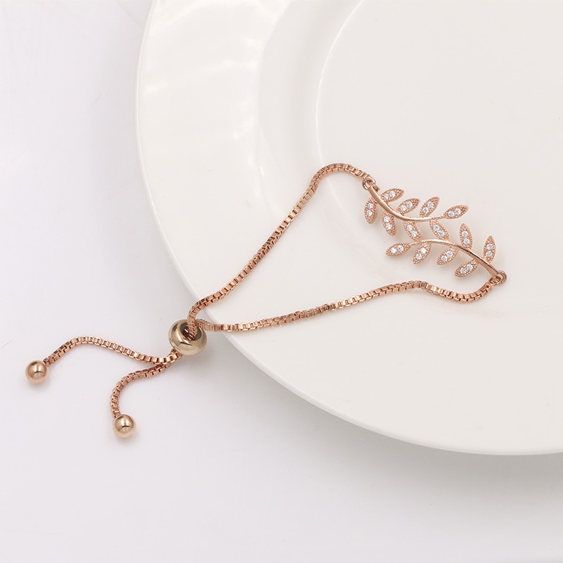 Weimanjingdian bladform kubikk zirconia cz bolo armbånd i måke / sølv farge belagt