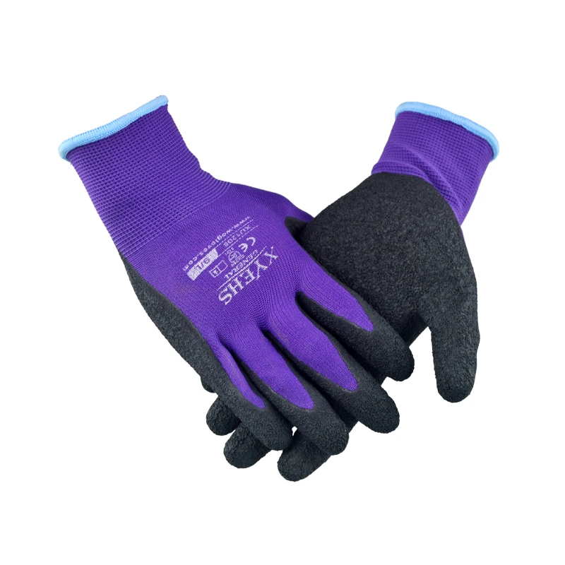 XYEHS 12 Pairs Anti-Slip Dipped Latex Coated Work Gloves, 13 Gauge Polyester Knitted Abrasion & Water Resistant for Construction: L