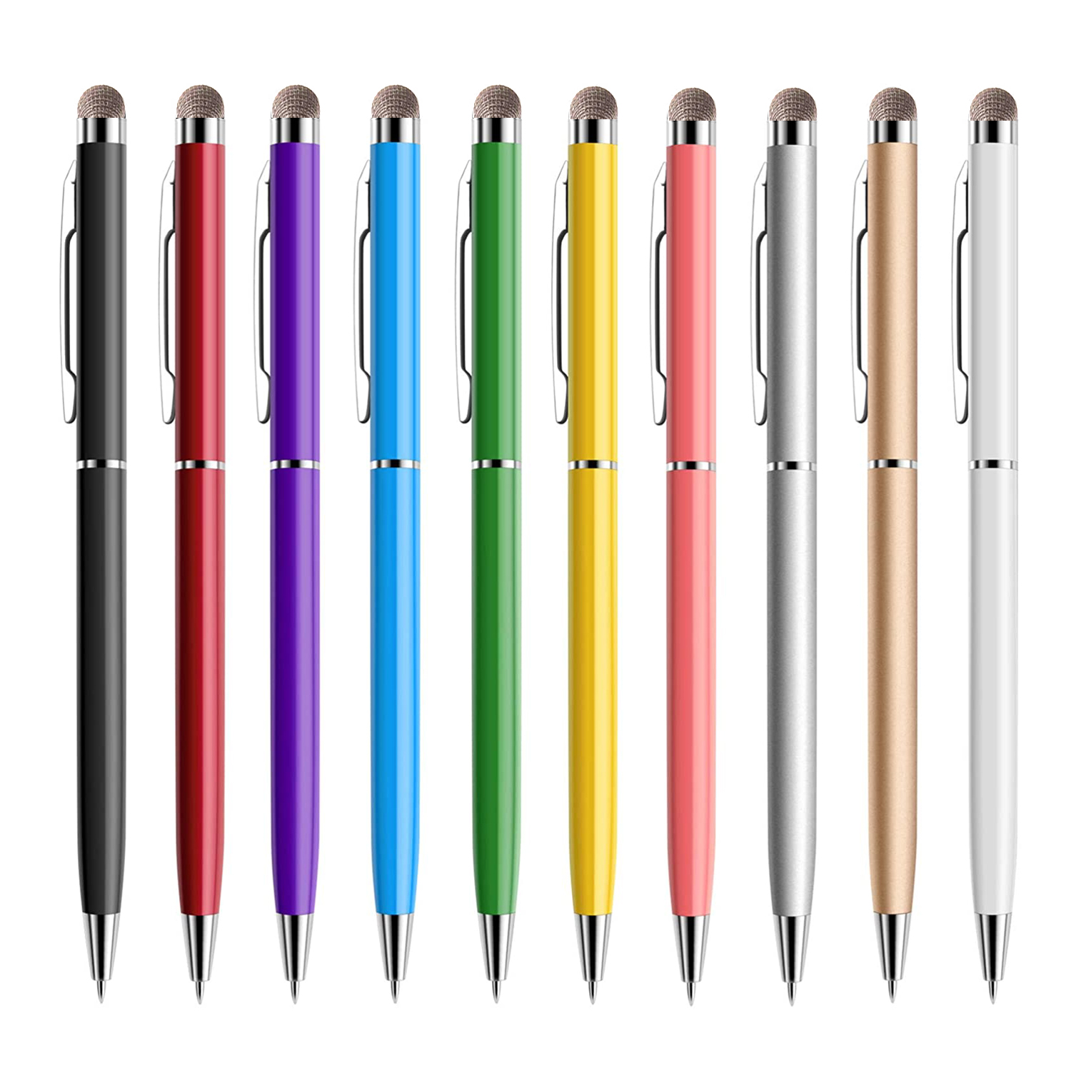 2 In 1 Mini Metal Capacitive Touch Screen Microfiber Stylus With Roller Ballpoint Pen For Apple iPad iPhone