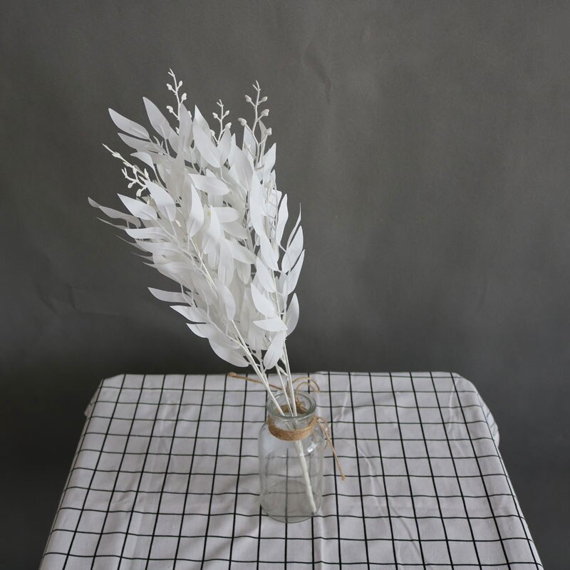 Sztuczne liście wierzby zielone białe sztuczne rośliny DIY Faux bukiet sztuczne liście robić dekoracji domu weselnego lasu