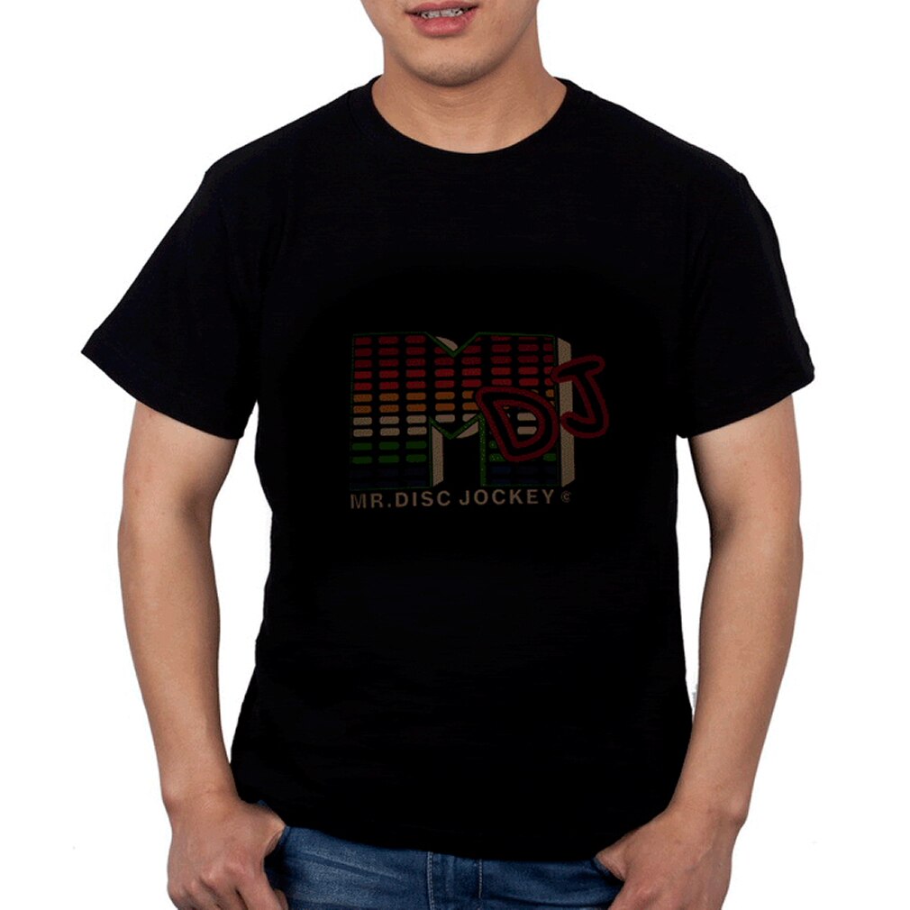 Nueva camiseta para hombre, luz impresionante, sonido activado, DJ parpadeante, camiseta led, exquisito, duradera, preciosa