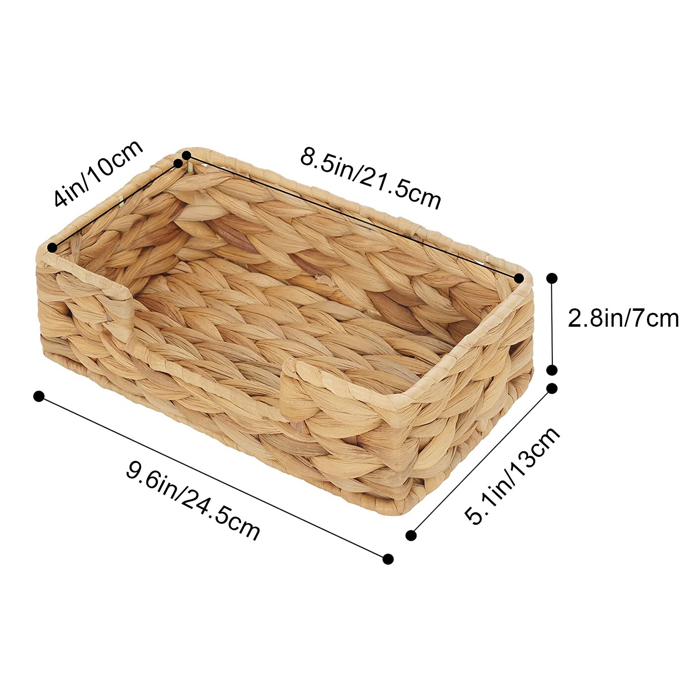 Bandeja de mimbre tejida a mano para baño, cestas para tanque de inodoro, bandeja de mimbre para cocina, hogar, oficina, almacenamiento de jacinto de agua: Rectangle