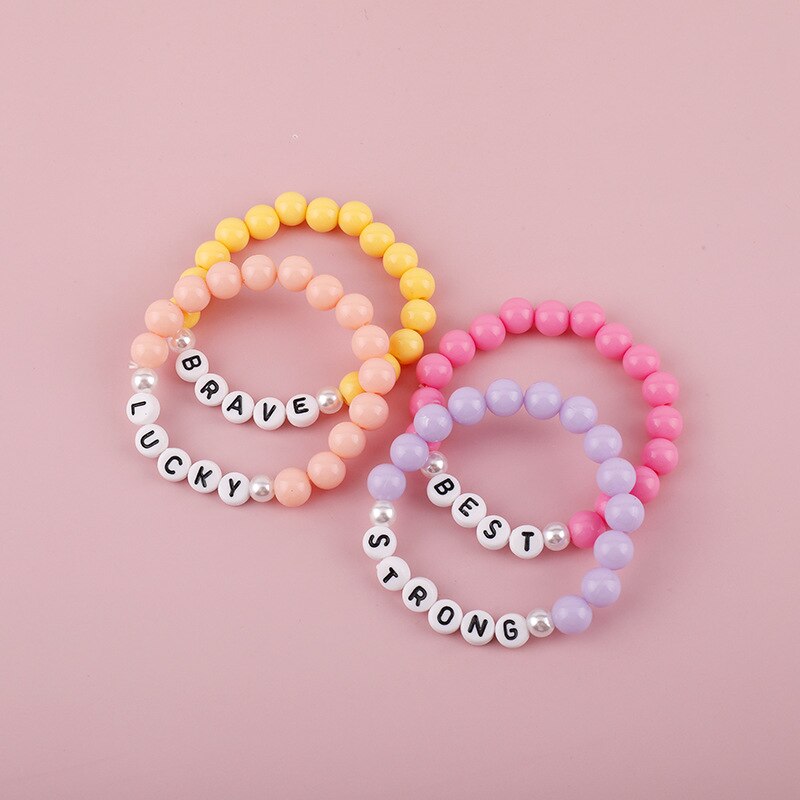 Nette knapp Perlen Armbinde für Baby Mädchen Mehrfarben Worte Perlen Armbinde Süssigkeit Farbe Süße freundlicher Armbinde freundlicher