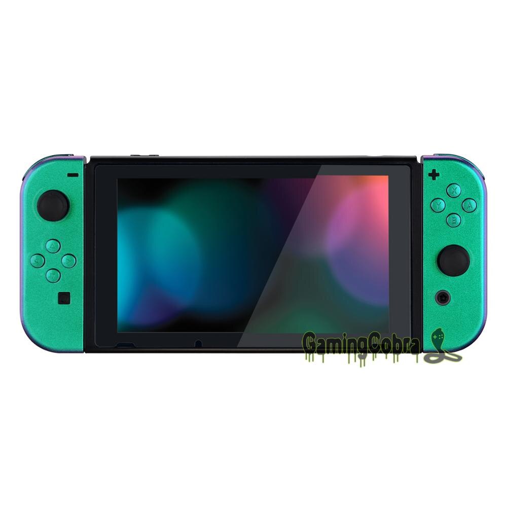 Coque arrière de contrôleur de Console Nintendo Switch, vert/violet/brillant, avec kit complet de boutons