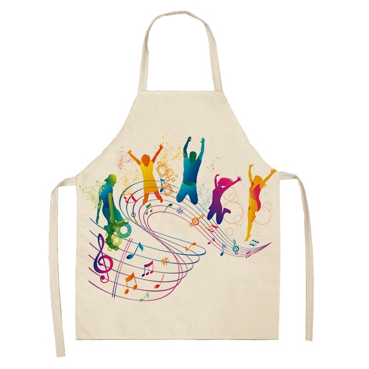 Musical Instrument Kitchen Aprons For Women Cotton Linen Bibs Household Cleaning Pinafore Home Cooking Apron 53*65cm WQL0141: 2WQ-WQL0141-36