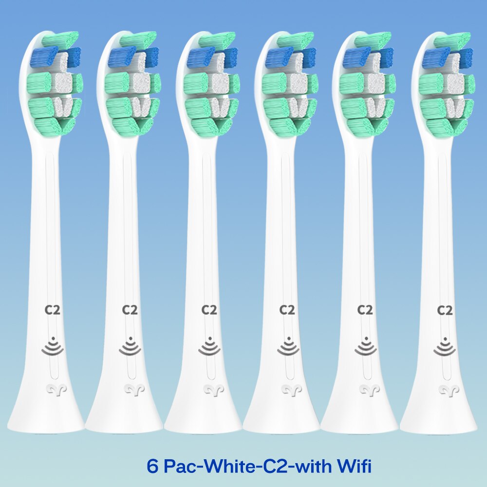 W2 DiamondClean Toothbrush Heads for Phillips Sonicare Electric Toothbrush HX9023 HX6024 HX3220 HX6250 HX6530 HX6730 HX8911: 6-WH-C2-with Wifi