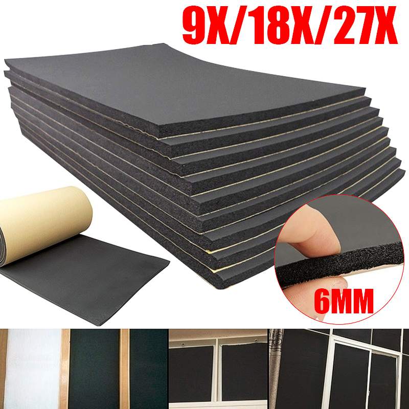 30 x 50cm 6mm bil ljudisolering dämpare matta ljuddämpande ljuddämpande ljudisolering huv motor brandvägg cell skum bomull
