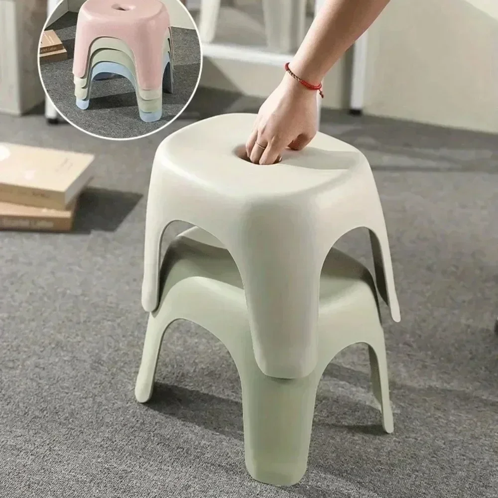 Escabeau ergonomique antidérapant, Durable, en plastique épais, Portable, empilable, pour salle de bain, chambre à coucher, salon, décoration de maison moderne
