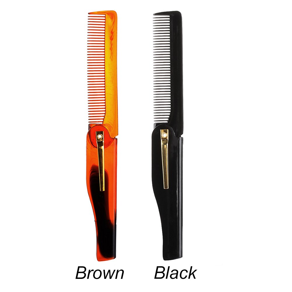 1PC Black Stainless Steel Anti-Static Folding Comb Men Mustache Comb Hairdressing Styling Beard Comb Brush