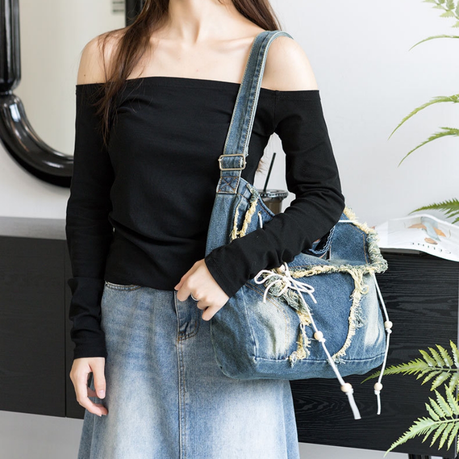 Y2k koreanska harajuku gotiska hobo jeansväskor estetiska vintageväskor damhandväskor crossbody messenger tote peddler axelväskor: Beige
