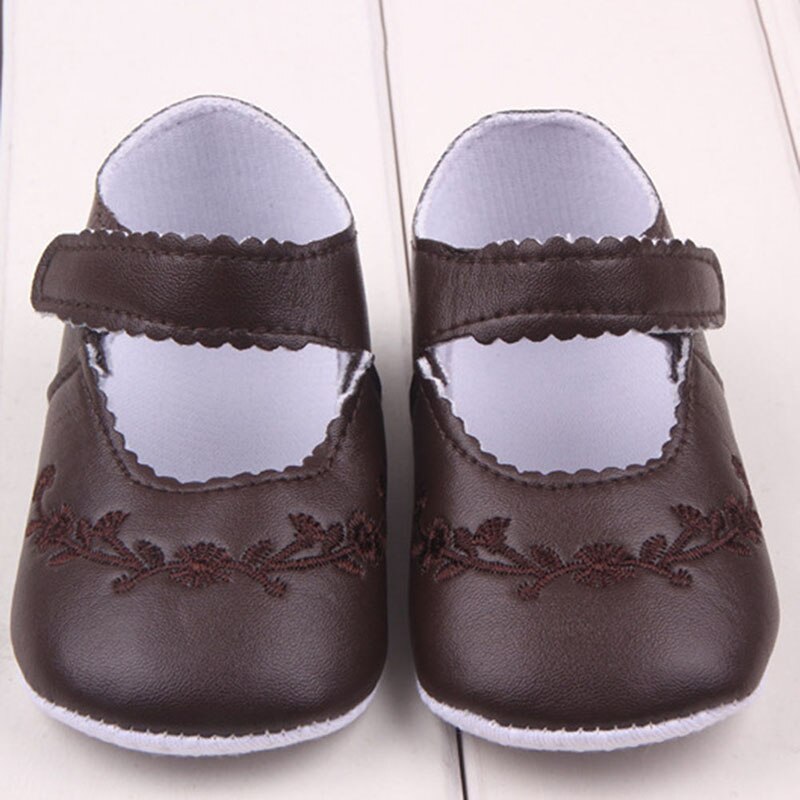 Newborn Toddler Baby Girl Shoes PU leather Buckle First Walkers With Bow Red Black Pink White Soft Soled Non-slip Crib Shoes