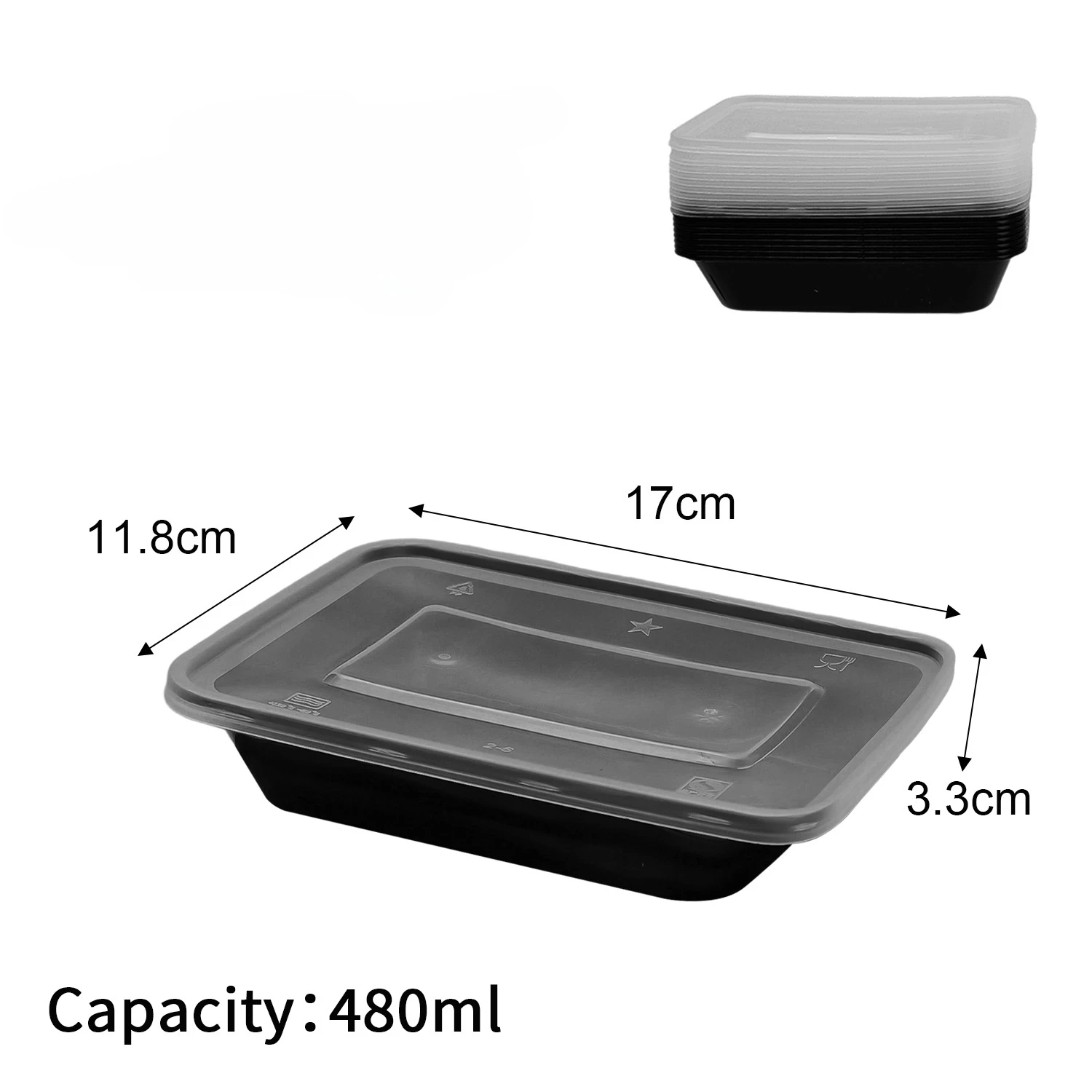 Wegwerp lunchbox Plastic voedselcontainers Zwart fruit Groenten Dozen met deksel voor salades Sandwiches Keukenopslaggereedschap: Bruin / 2 stuks