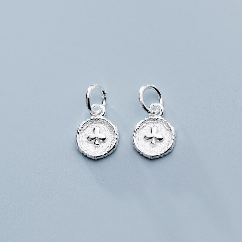 925 Sterling Silber Medaillon Blume Charms 7,5mm Kleine S925 Silber Mädchen Anhänger DIY Schmuck Zubehör: silver 1pcs