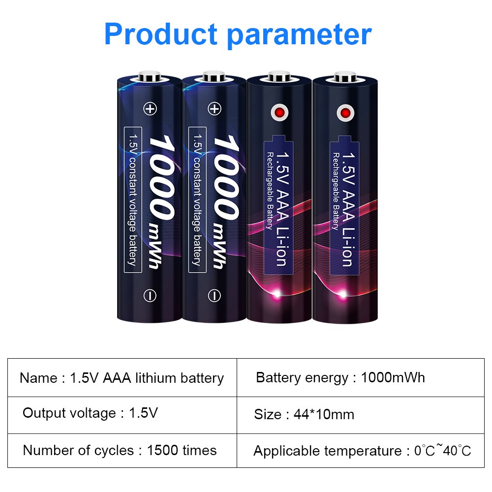 2-8Pcs 1.5V AAA Rechargeable Battery AAA 1.5V Li-ion Battery 1000mWh 1.5v Rechargeable Battery AAA