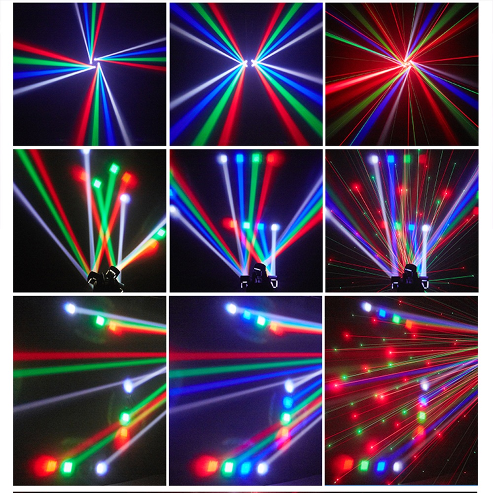 Bunte 48 W Mini Disco Lichter 4 Arm Moving Head DJ Licht DMX512 LED Strahl Strobe Effekt RGBW Party Nachtclub bar Bühne Licht