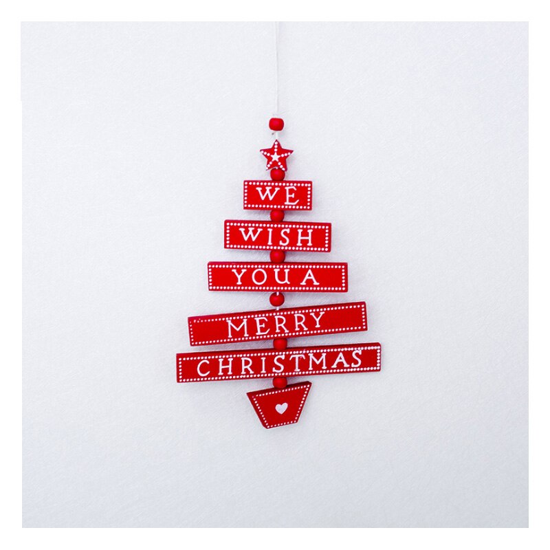 Santa Claus Year Natural Wood Christmas Door Tree Ornaments Pendant Hanging Xmas Decor Home Party Decorations: Red