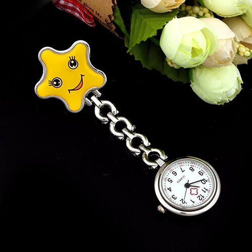 Women's dazzler Face Nurse Brooch Fob Tunic Pocket Watch Star Shape Pocket Watch