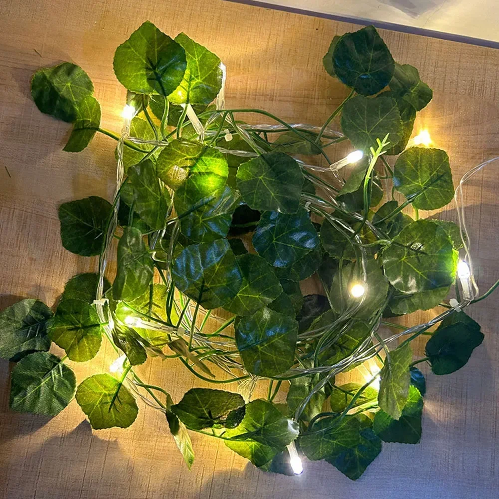 Casamento pendurado guirlanda luz da corda artificial lvy led stringlight para o quarto festa de casamento jardim parede sala alimentado por bateria: Verde / 11-15 W