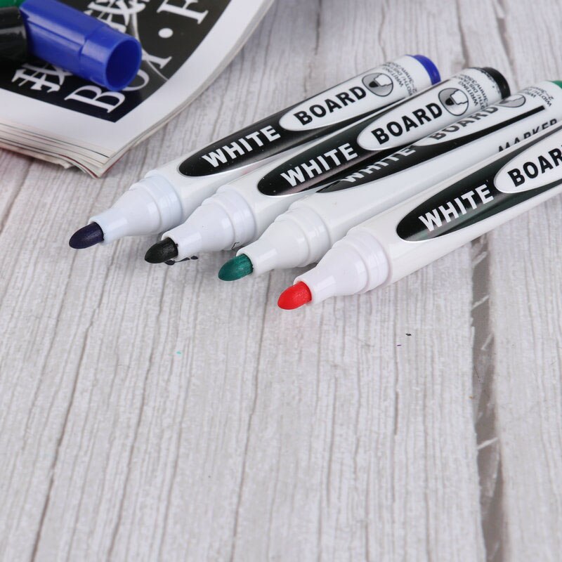 4 Uds. De rotuladores para pizarra blanca, 4 colores, marcadores de borrado seco, bolígrafos para la escuela, marcador de pizarra blanca para oficina, suministros para aula