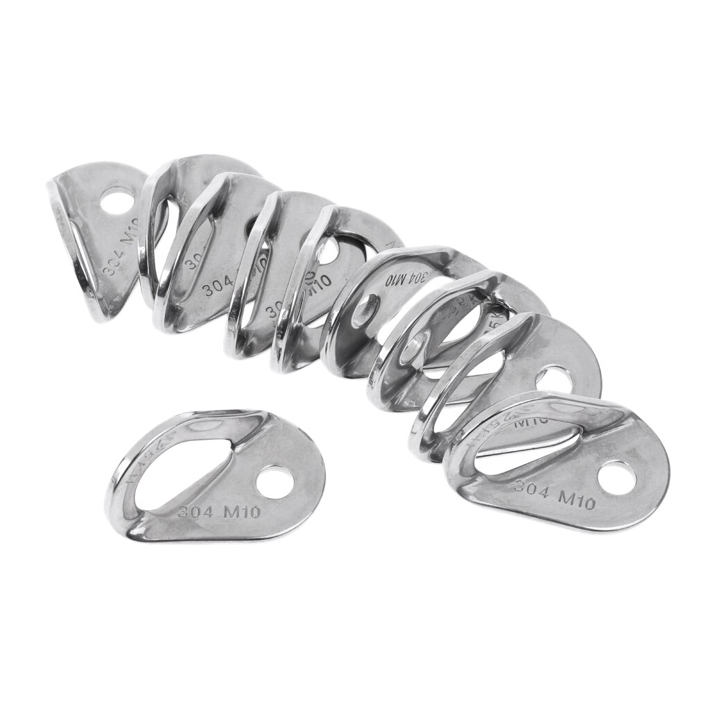 10 Pieces 10mm 3/8'' 25KN Bolt Hanger Plate 304 Stainless Steel for Rock Climbing Caving Anchor Belay Rescue Rigging Work