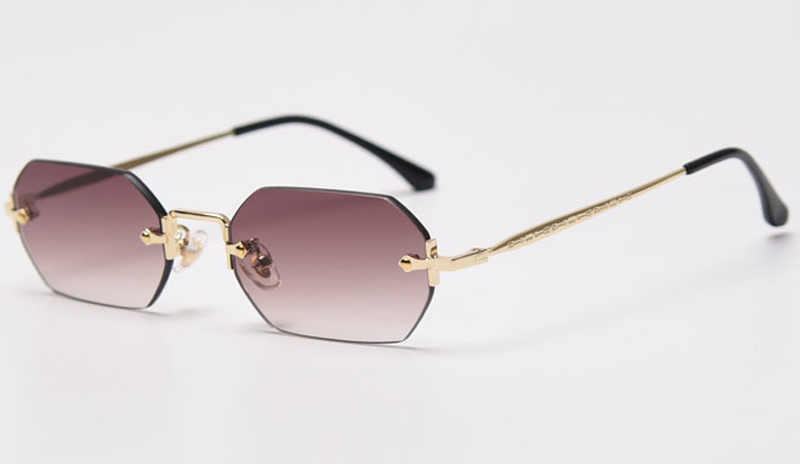 Kachawoo gafas de sol vintage sin montura para hombre y mujer, lentes octogonales de , color marrón y azul, polígono de metal rectangular, popular, Primavera: Castaño
