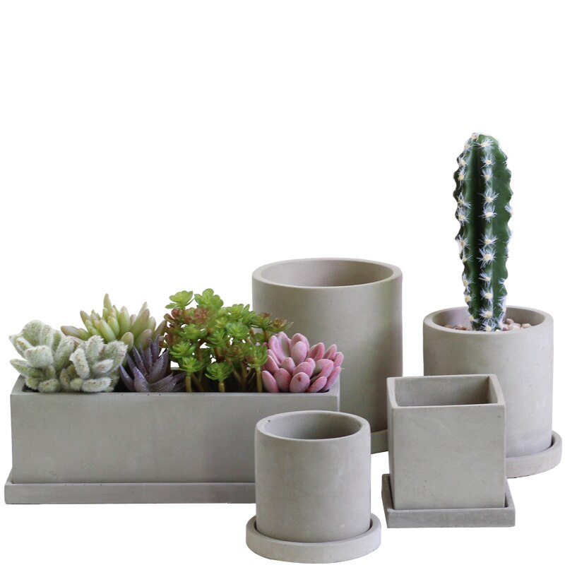 Rechthoekige Cement Bloempot Nordic Creatieve Combinatie Bloempot Woninginrichting Decoratie