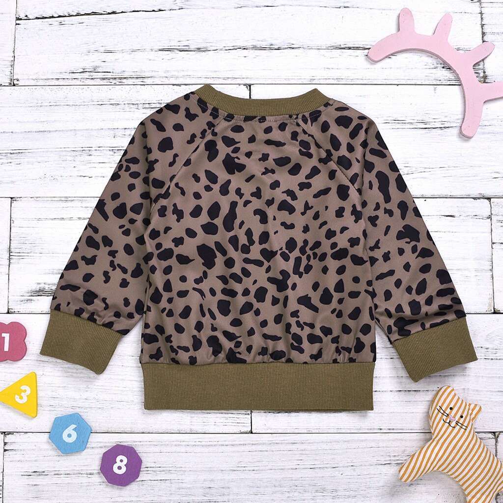Toddler baby piger leopard print pullover sweatshirt toppe afslappet tøj modis toddler fall tøj sweatshirt børn piger klud