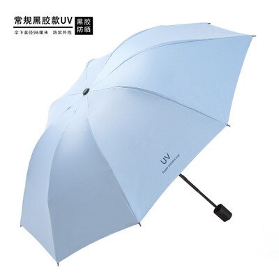 1ps Anti-Uv ins frauen stil Automatische Regenschirm 3-fach Sonnig regenschirm Beschichtung Regen Schicht Winddicht Tragbare Regenschirme 50%: Regular sky blue