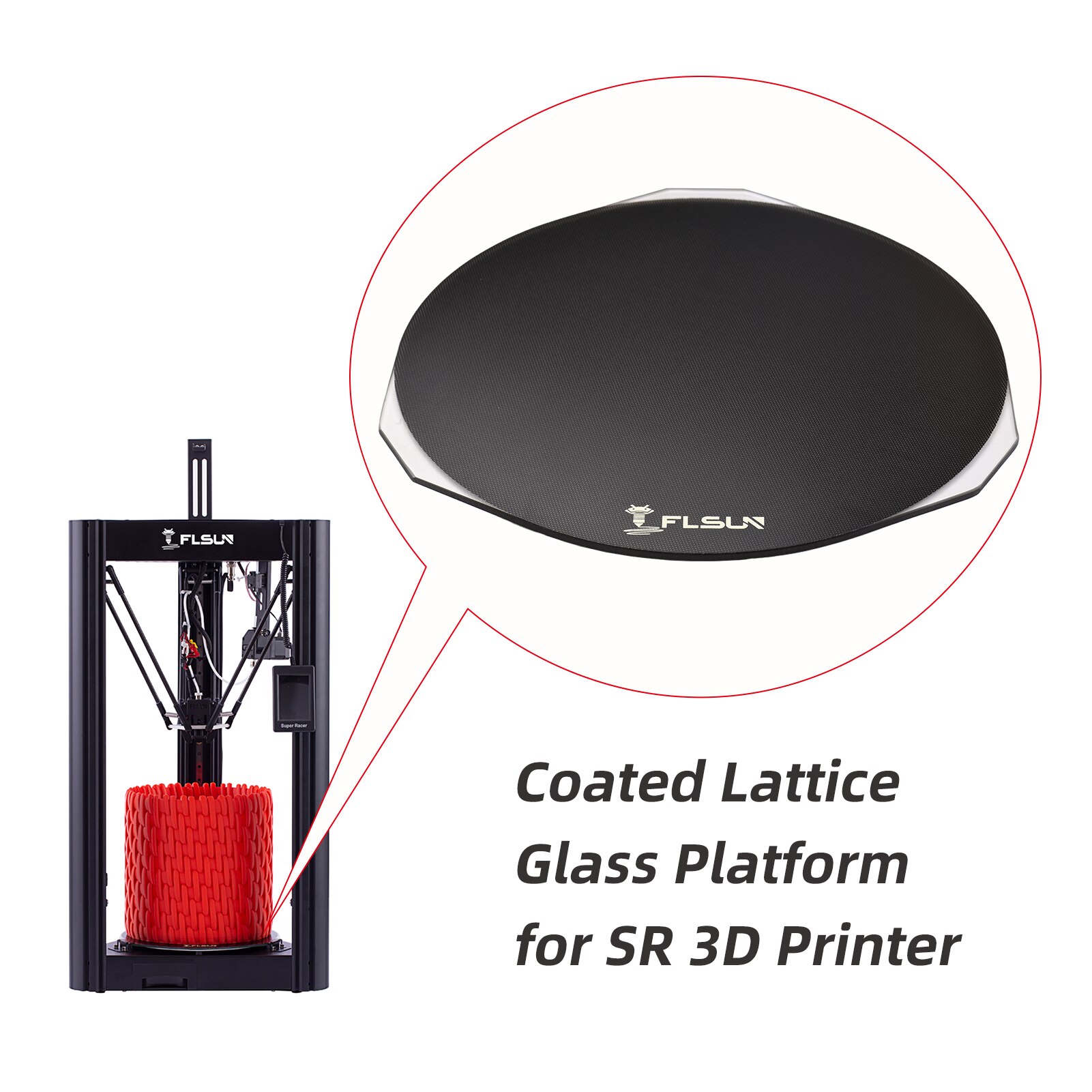 FLSUN Q5 3D Printer Glass Plate Build Surface Coated Lattice Glass Platform Heat Bed Glass Bed 3D Printer Upgraded Parts: for SR 