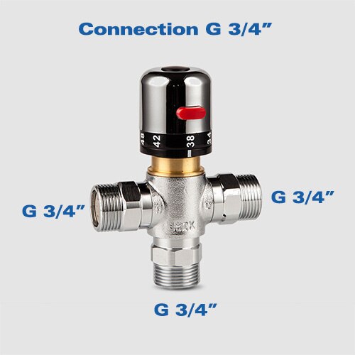 Solid Copper 3-Way Thermostatic Mixing Valve 3/4 Inch Solar Water Heater Valve Regulating Temperature Control Valve: g 3-4 inch