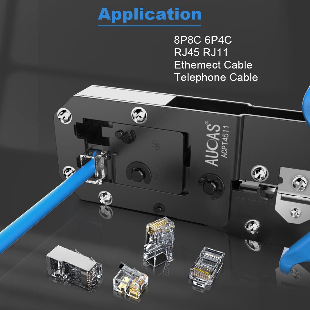AUCAS RJ45 Crimping Tool Lan Tester Cable Mikrotik Tools Network Cable Tracker Machine Detector Wiring Connector Kit Cat6 Crimp