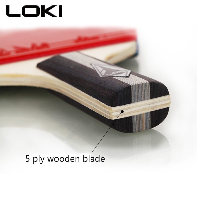Loki-paletas de Ping Pong para principiantes, raqueta de tenis de mesa con 5 hojas de madera, 1 par de granos de goma